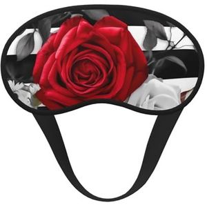 Slaapmasker voor zijslaper, zijden slaapoogmaskers met elastische band, super zachte oogslaapschaduwhoes, zwart witte strepen, rode roos, bloemen, verduisterende nachtblinddoek voor vrouwen mannen