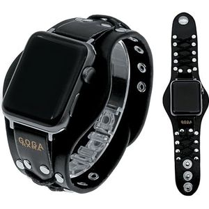 Lederen gevlochten manchetarmband compatibel met Apple Watch-bandjes van 49 mm, 45 mm, 44 mm, 42 mm, 41 mm, 40 mm, 38 mm, punk, cool, steampunk, iWatch-bandje voor Apple Watch Ultra2 / Ultra Series 9