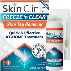 Skin Clinic Freeze 'n Clear SkinTAG Remover (FDA-Cleared) Cryo Kit voor thuis (slechts 1 behandeling) 8 applicators + pincet