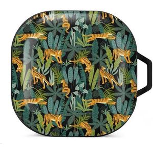 Tiger In Forest Oordopjes Hoesje Compatibel met Samsung Hard Shell Beschermhoes Zwart-Stijl