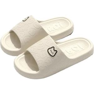UBOHUZ Zomer Slippers Badkamer Antislip Thuis Strand Slippers Vrouwen Slipper Sandalen Slides Indoor Outdoor Voor Badkamer, Zwembad, Beige, 44-45(fit 43-44)