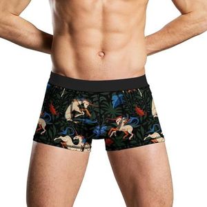 Unicorn Among Magic Herbs Boxershorts voor heren, zacht ondergoed, stretch tailleband Trunks Panty