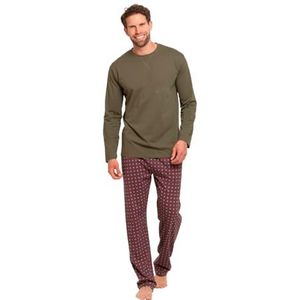 TRAMAS+ Lange herenpyjama van 100% katoen, met lange mouwen en lange broek, pyjama voor de overgangsperiode, Gladiolo, jachtgroen, L