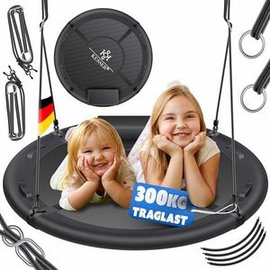 KESSER® Hangschommel Schotelschommel Ronde Schommel Ø 100cm tot 300kg belastbaar Verstelbaar Tuinschommel Kinderschommel Binnen - Buitenschommel voor Kinderen & Volwassenen Antraciet
