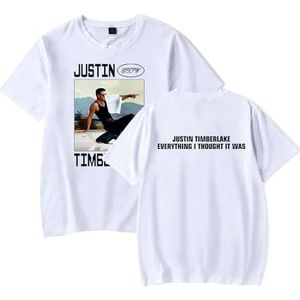 Justin Timberlake T-Shirt Mannen Dames Mode Tee Unisex Cool Korte Mouw Shirt Casual Zomer Kleding, Wit, XS