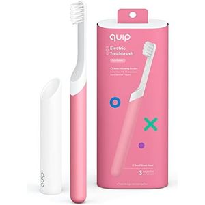Quip Sonic tandenborstel voor kinderen - getimede elektrische tandenborstel met kleine vervangbare borstelkop - zachte haren, rubberen handvat, 3 maanden levensduur van de batterij - reistandenborstel