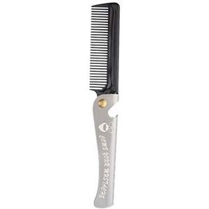 Pocket RVS Folding Snor Grooming Comb Hair Styling Kam Zwart