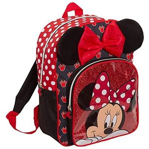 Disney Minnie Mouse Rugzak voor meisjes, luxe schooltas, kinderdagverblijf, lunchtas, boekentas, Zwart/Rood, Eén maat, Rugzak