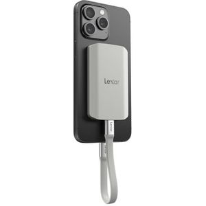 Lexar ES5 Draagbare SSD 2 TB, USB 3.2 Gen2x2 tot 2000 MB/s lezen en schrijven, IP65, Magsafe Externe SSD Ondersteuning Apple ProRes 4K (voor iPhone 15/16 Pro) en Galaxy S25 8K, voor laptop, drijvende