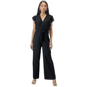 Elara Jumpsuit voor dames, V-hals, zwart, eenheidsmaat, One size