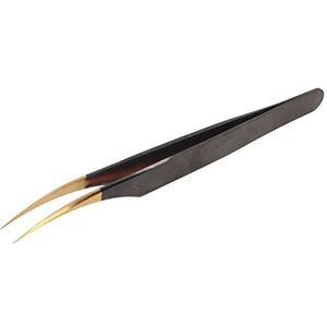 Wimperpincet, Professionele Roestvrijstalen Wimperverlengingspincet Precieze Draagbare Ergonomische Luxe Goud voor Salonschoonheidsspecialiste (Licht gebogen pincet)