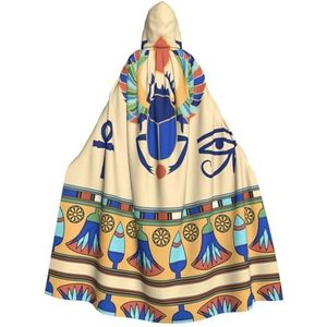 WURTON Egyptische Scarabee Print Hooded Mantel Unisex Volwassen Mantel Halloween Kerst Hooded Cape Voor Vrouwen Mannen