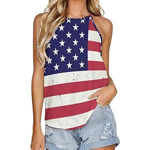Amerikaanse vintage vlag dames tank top zomer mouwloze T-shirts halter casual vest blouse print t-shirt 4XL