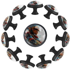 XYMJT voor Zel-Da Set van 12 zwarte ronde ladetrekkers met schroeven, ABS en glasmateriaal, 3,5x2,8x1,7 cm, kastbeslag, ladehandgrepen