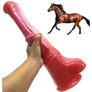 Gerrit BDSM XXL-dildo 41 cm reuzendildo paardendildo met zuignap echte dierendildo echte penisreplica paardendildo seksspeeltje anaalplug G-spot stimulator for vrouwen mannen homo (Color : Rot)