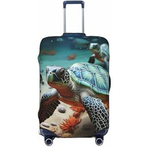 LZQPOEAS Schildpad zeester Print Bagage Cover Elastische Wasbare Koffer Cover Protector Mode Reizen Bagage Covers Fit 18-32 Inch Bagage, Zwart, M
