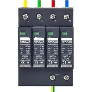 Overspanningsbeveiliging, bliksembeveiliging, aardbescherming, AC 275V &385V, SPD 2P/3P/4P, 20-40KA (4P 20-40KA AC385V (maximum))