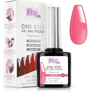 Semi-Permanente UV/Led Nagellak One Step 12 ml - Bubbel Roze - Onmiddellijk Glanzende UV Gel Nagels met of zonder Basis en Top Coat
