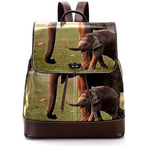 Gelukkige olifant moeder jonge baby gepersonaliseerde casual dagrugzak tas voor tiener, Meerkleurig, 27x12.3x32cm, Rugzak Rugzakken