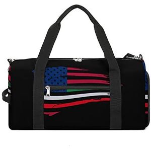 Amerikaanse Italië Vlag Reizen Plunjezak Sport Gym Handtas Waterdichte Carryon Gymbag Met Schoenen Compartiment