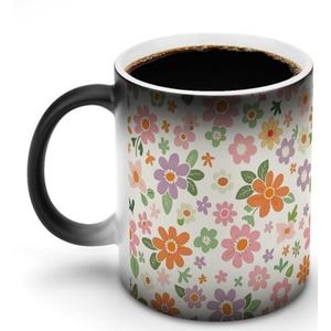 NQLYRE Mok Thee Cup Koffie Cup Pastel Tone Bloemen Gedrukt Mok Cup Keramische Mok Latte Cup Unisex