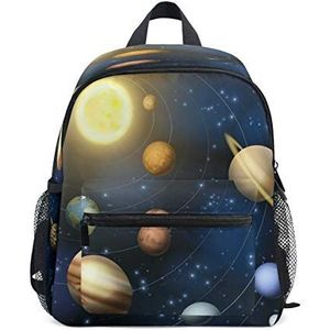 RXYY Kids Rugzakken Universele Galaxy Zonnestelsel Planeten Zonneschouder Reizen Peuter School Tas Rugzak met Borstriem voor Meisjes Jongens