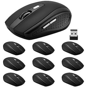 Guiheng Draadloze muis, 2,4 GHz draadloze muis computermuis 1200 DPI, 6 knoppen met nano-ontvanger voor laptop, pc, Chromebook, computer, notebook, kantoor - 10 stuks