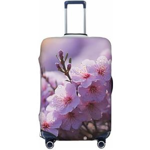 NONHAI Reisbagagehoes, roze kersenbloesem, spandex kofferbeschermer, wasbare bagagehoezen, elastische krasbestendige bagagehoes, beschermer, geschikt voor bagage van 45-72 cm, Zwart, L