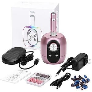 Nagelvijl elektrisch, 35000 RPM nagelboormachine, professionele elektrische manicuremachine, freessnijder, kunst elektrische nagelvijlsets for manicure(Pink)