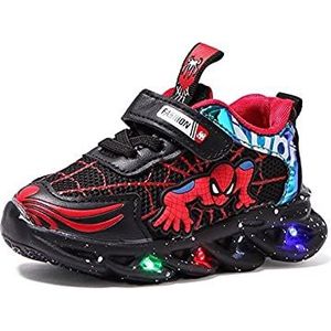 LED-licht sneakers voor kinderen, Kinderen LED Lichtgevende schoenen, jongens gloeiende coaches sneakers schoenen, modieuze spiderman flashschoenen kinderen sportschoenen antislip waterdicht zachte zo