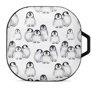 Leuke baby pinguïns winter dieren oordopjes hoesje compatibel met Samsung hard shell beschermhoes zwart stijl