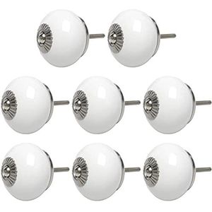 Keramische Knoppen Vintage Kastknoppen, 8 stuks keramische knoppen 40 mm vintage knoppen ronde lade pull handvat meubels witte ladekast kastdeur (roze)(Color:White)