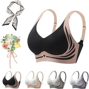 Draadloze Push-Up BH, Naadloos, Anti-verzakking, Volledige Dekking Voor Vrouwen(Black,4X-Large)