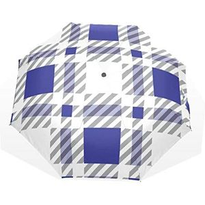 Rootti 3 Vouwen Lichtgewicht Paraplu Blauw Wit Tartan Plaid Een Knop Auto Open Sluiten Paraplu Outdoor Winddicht voor Kinderen Vrouwen en Mannen