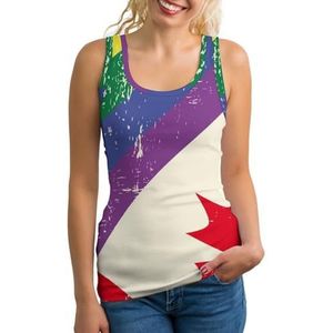 Regenboog homo en Canada vlag vrouwen tank top mouwloos T-shirt pullover vest atletische basic shirts zomer bedrukt