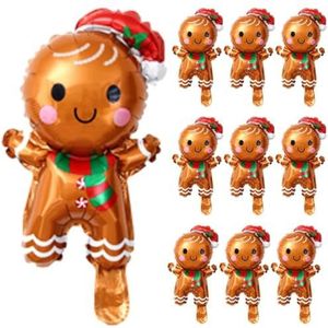 10/1PCS Mini Gingerbread Man Folie Ballonnen Speelgoed Kerstboom Kerstman Kinderen Verjaardagsfeestje Kerstvakantie Decoraties-Gingerbread Man-10PCS