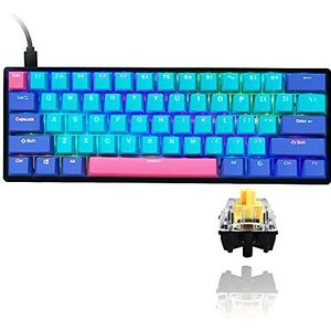 GTSP Gk61 60% Mechanisch Toetsenbord Gaming Custom SK61 Hot Swappable 60 procent met PBT Keycaps RGB Backlit NKRO Type-C Kabel voor PS4 (Gateron Optisch Geel, Joker)