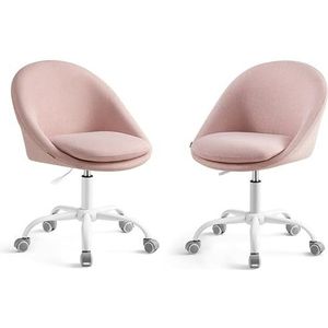 SONGMICS Homeoffice stoel, set van 2, draaistoel, bureaustoel, schuimbekleding, in hoogte verstelbaar, voor werkkamer, slaapkamer, roze OBG920P01