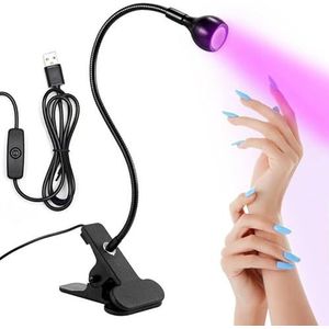 NEOVSUNY UV-lamp voor gelnagels, 3 W, mini-uv-lamp, draagbare gelnagels, sneldrogend, voor manicure, 360 graden draaibaar, zwart