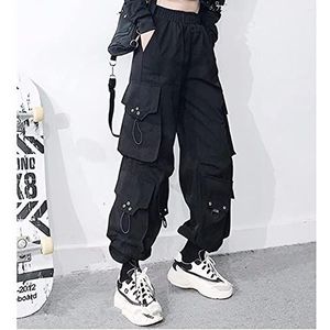 Gothic Black Cargo Pants Women Baggy Harajuku Streetwear Oversize Punk Jogging Broeken voor Vrouwelijke Hip Hop Mall-Black,S