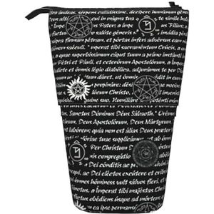 Evengigy Supernatural inspiratie print schattig etui met ritssluiting verstelbare standaard potloodhouder grappige make-up tas, Zwart, Eén maat, Tas Organizer