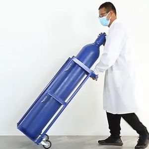 VAYEODEYU Zuurstofcilinderrek, zuurstofcilinderrek, zuurstofcilinderrek met grote capaciteit, zuurstofcilindertrolley met 2 wielen, zware zuurstoftankwagen voor groot formaat (L35 cm (13 3/4 inch)