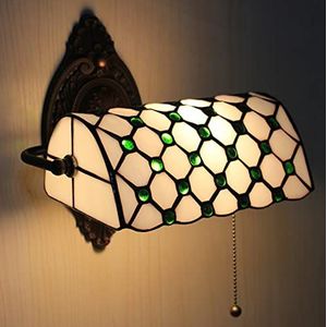 Mediterrane Wandlamp In Tiffany -Stijl, Getinte Glazen Wandlampen Met Kristallen Parels Voor Slaapkamer, Woonkamer