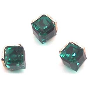 Knopen voor naaien 6 Stuks Strass Kleine Glazen Knoppen Diamante Juweel Helder Vierkante Schacht Knop Craft for Jas Kleding-Rood, 11mm (Color : Green)