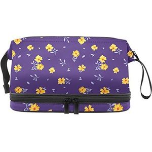 Grote capaciteit reizen cosmetische tas,Bloemen Paars,Make-up tas,Waterdichte make-up tas Organizer, Meerkleurig, 27x15x14 cm/10.6x5.9x5.5 in