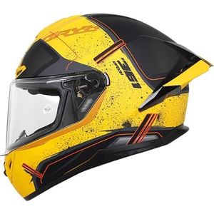 RYDZCLH Integraalmotorhelm Motocross-valhelm DOT/ECE goedgekeurde motorbromfietshelm met zonneklep voor mannen en vrouwen,F,M