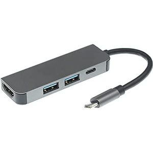 LESANGBAIHUODIAN 4-in-1 Docking Station Type-C tot USB3.0x2 + PD + HDMI Multifunctionele split lijnkaartlezer Hub plug and play (Color : Gray)