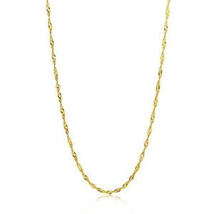 Orovi – Halsketting 14 karaat geelgoud (585) met veerringsluiting - filigraan gouden ketting dames met gebogen design - Singapore-ketting van echt goud - damessieraad allergeenvrij en handgemaakt (45