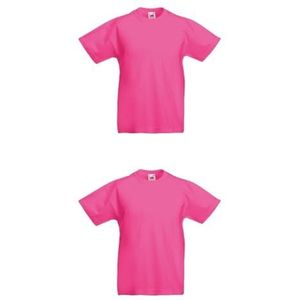 GIDUTEX Fruit of The Loom Original T-shirt voor kinderen, uniseks, 2 stuks, fuchsia, 152