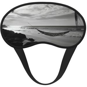 Zwart-wit strandslaapmasker voor vrouwen, meisjes en mannen, zacht, comfortabel oogmasker met verstelbare riem, verduisterende oogslaapschaduwhoes voor reizen, yoga, dutje in ploegendienst